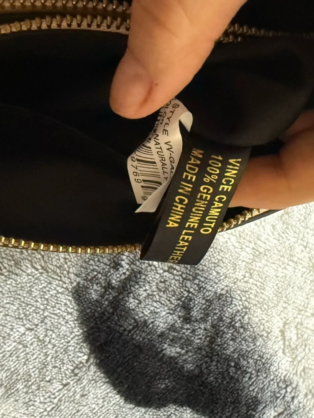 Vince Camuto Beige Leather Crossbody with Tassel Zip - Picture 5 of 9